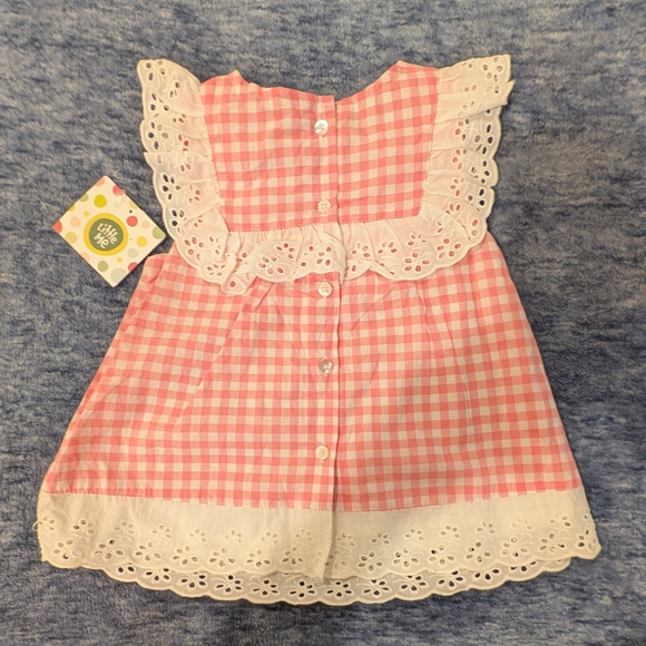 Little Me Pink and White Gingham Dress - Picture 2 of 3